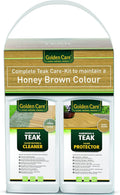 Hochwertige Golden Care Teak Holzpflegeset 8 teilig inkl Cleaner Protector Reiniger geeignet fuer Gartenmoebel Outdoormoebel inkl Zubehoer 60006 1 Stueck 1er Pack Variante 503