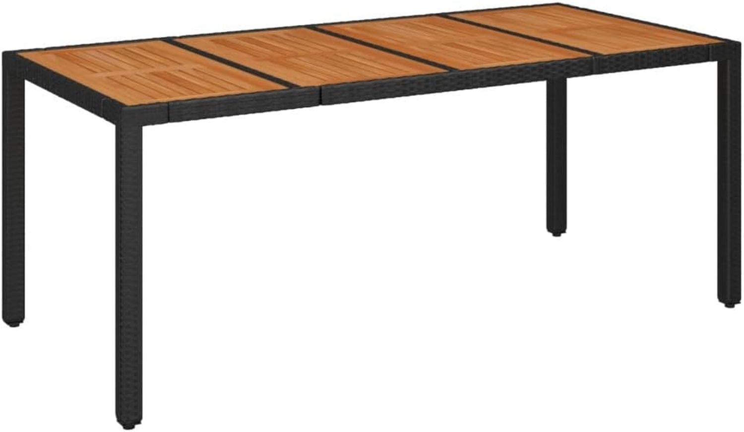 Hochwertige Gartentisch aus Holz schwarz 190 x 90 x 75 cm Polyrattan Variante 577