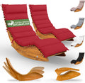 Hochwertige 2X Sonnenliege inkl Auflage 2 Personen Dunkelrot einfach zu verstauen geeignet fuer den Ausseneinsatz geeignet Holz Liege Ergonomisch 160kg Maximalbelastung FSC zertifiziert Schwungliege Set Balkon 154x60cm Variante 119