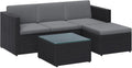 Hochwertige Gartenmoebel Set Balkonmoebel aus PE Polyrattan Terrassenmoebel Ecksofa handgeflochtenes Lounge Set ausgestattet mit Kissen und Glastisch schwarz grau GGF005B04 Variante 30