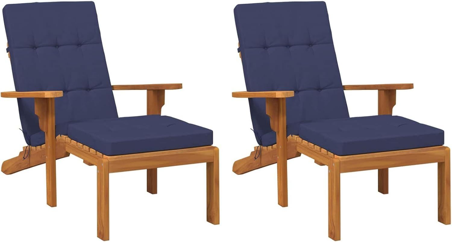 Hochwertige Kissen geeignet fuer draussen 2 pcs Marineblau 180 x 55 x 7 cm Moderne Kissen rechteckig wetterfest Rutschfester Schaum Bequeme Sitzgelegenheit Marineblau minimalistischer Stil Variante 562